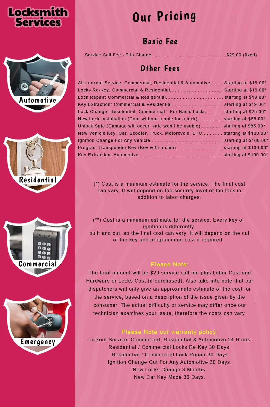 Palisades Park NJ Locksmith Store Palisades Park, NJ 201-375-6010 - price-list-c-18